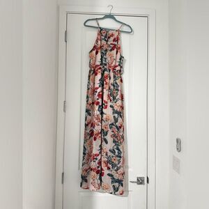 knee length dresses for ladies Lace-Trim Satin Floral Maxi Dress main image 0